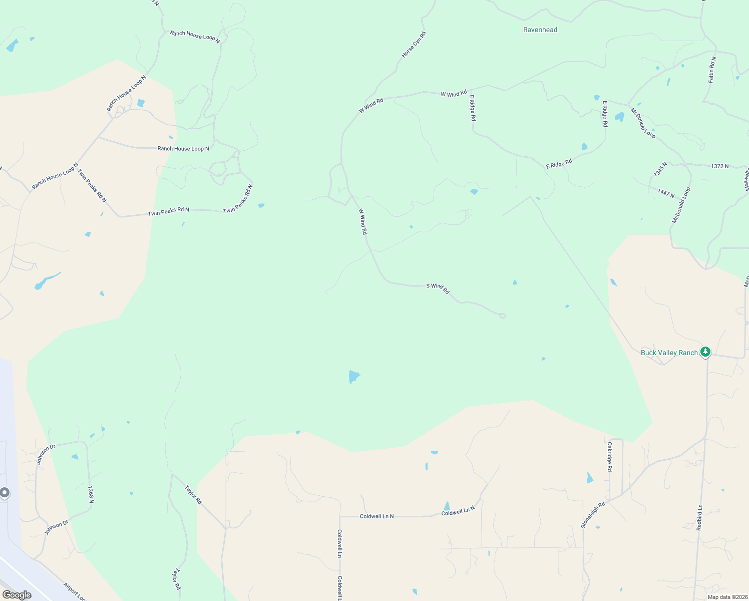 map of restaurants, bars, coffee shops, grocery stores, and more near 131 South Wind Road in Center Point