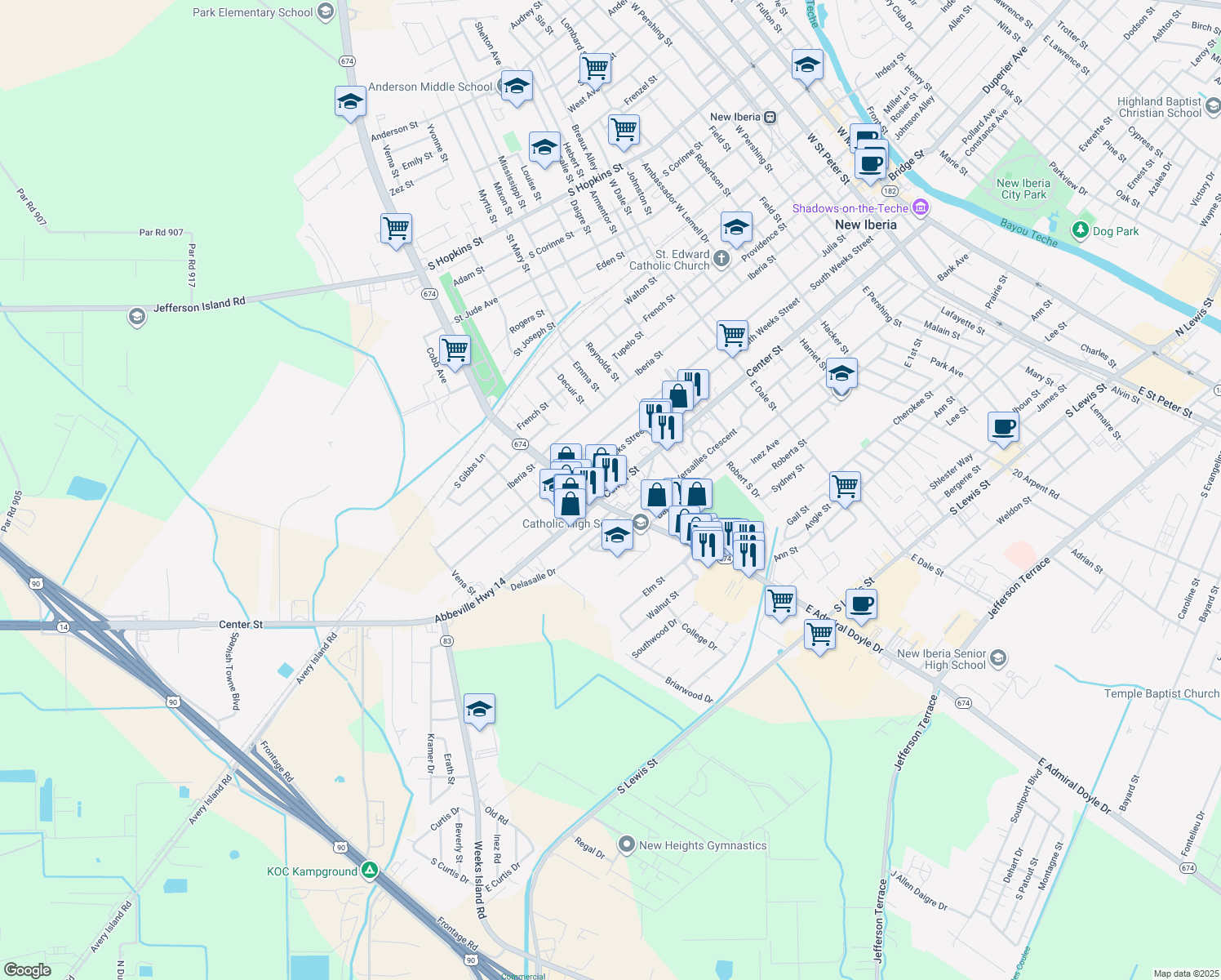 Center Street, New Iberia LA Walk Score