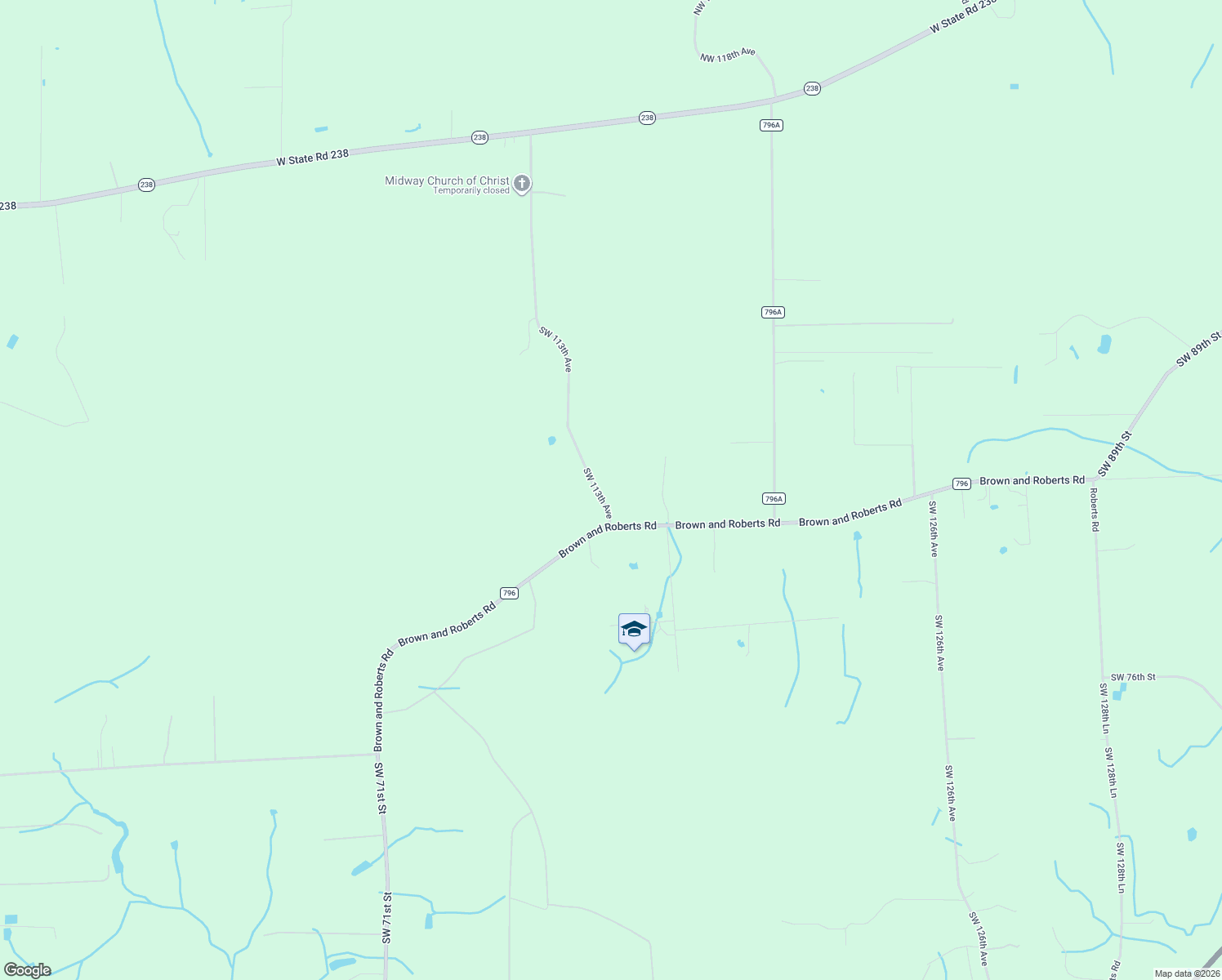 map of restaurants, bars, coffee shops, grocery stores, and more near 8154 Southwest 113th Avenue in Lake Butler