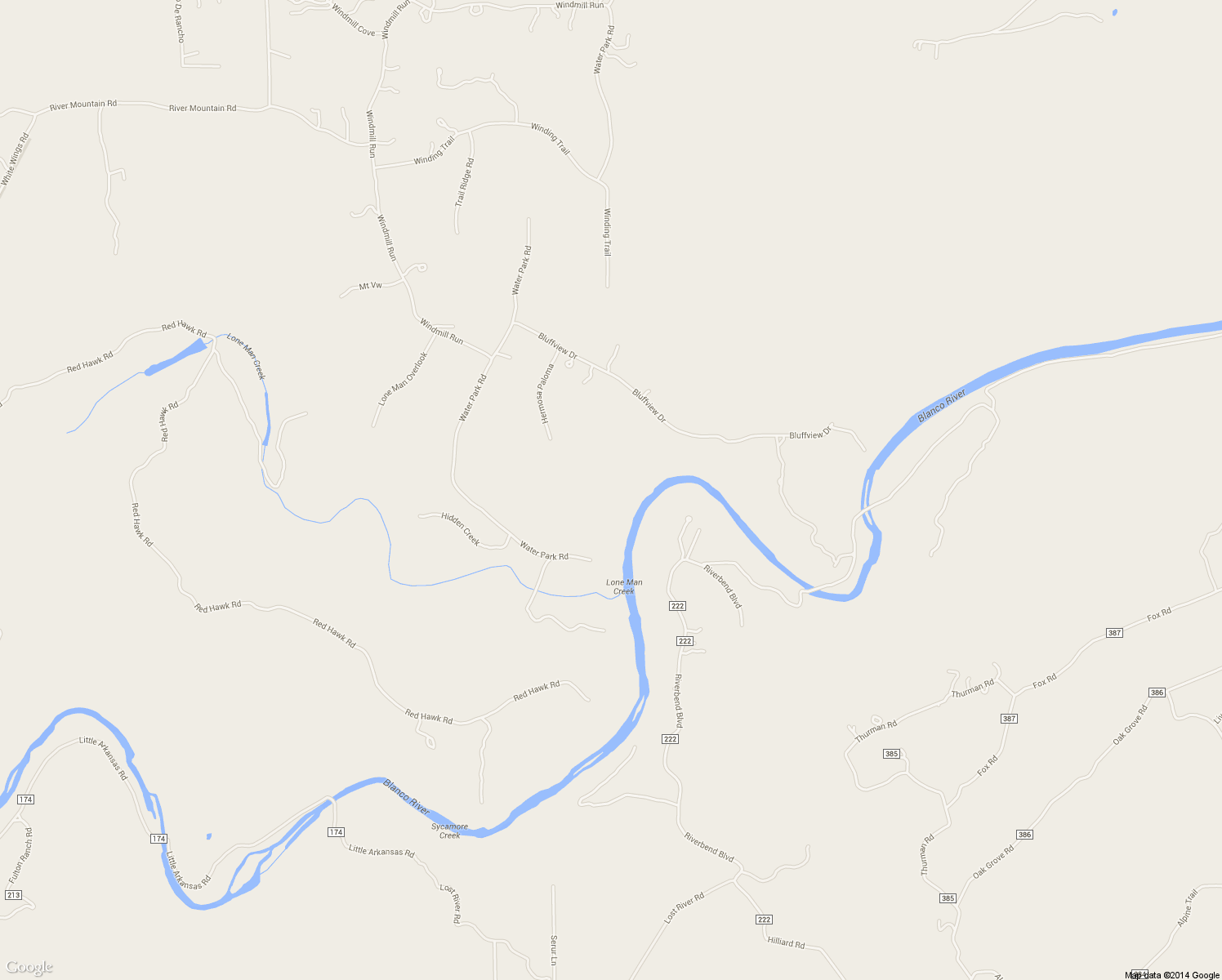 map of restaurants, bars, coffee shops, grocery stores, and more near 140 Water Park Road in Wimberley