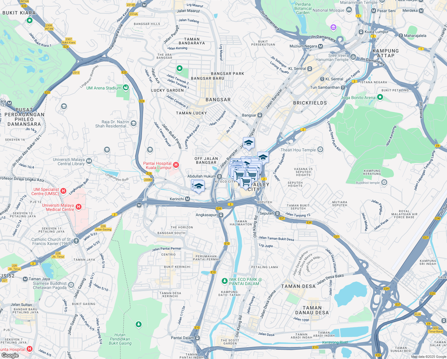 map of restaurants, bars, coffee shops, grocery stores, and more near in Kuala Lumpur