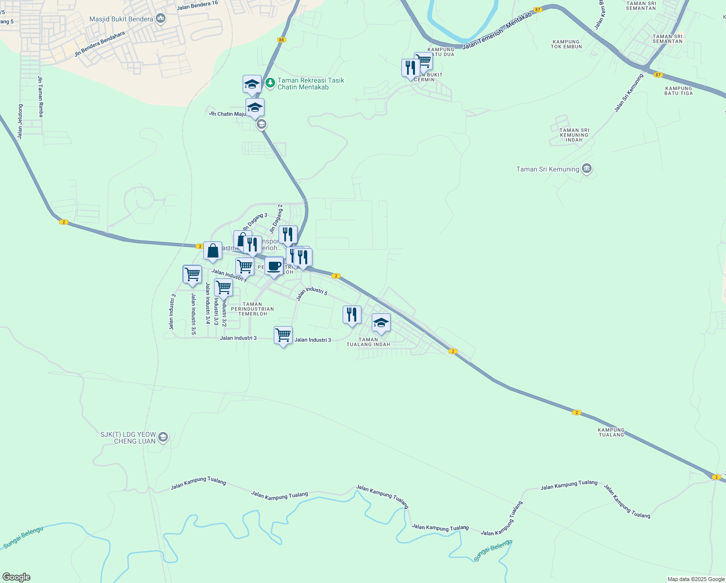 map of restaurants, bars, coffee shops, grocery stores, and more near 11 Jalan Desa 6/9 in Rawang