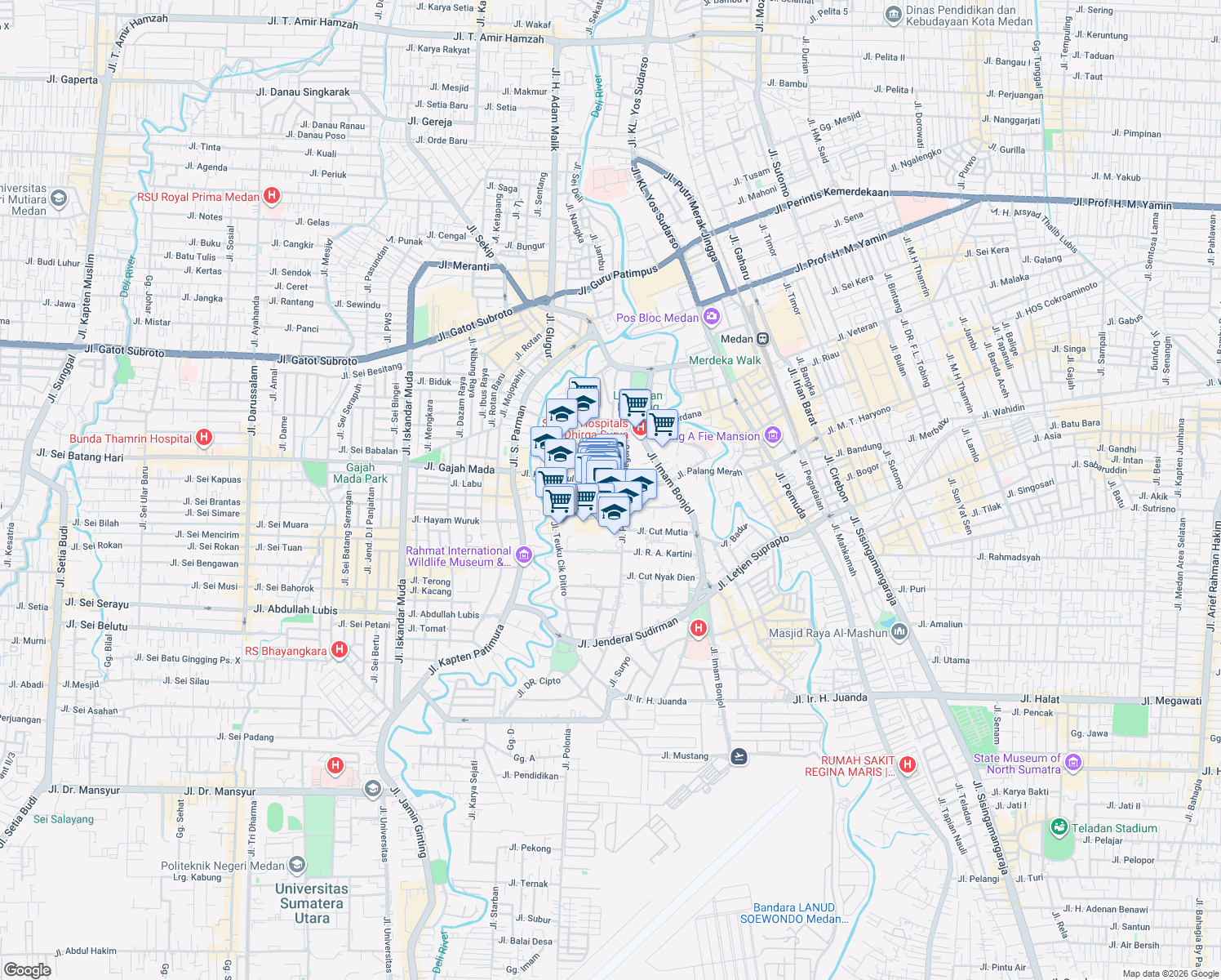 map of restaurants, bars, coffee shops, grocery stores, and more near 9 Jalan KH. Zainul Arifin in Kota Medan
