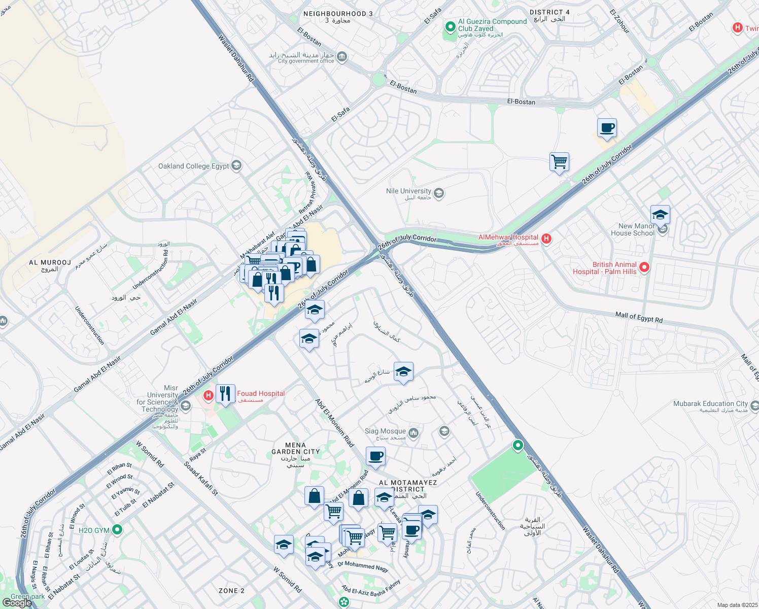map of restaurants, bars, coffee shops, grocery stores, and more near in 