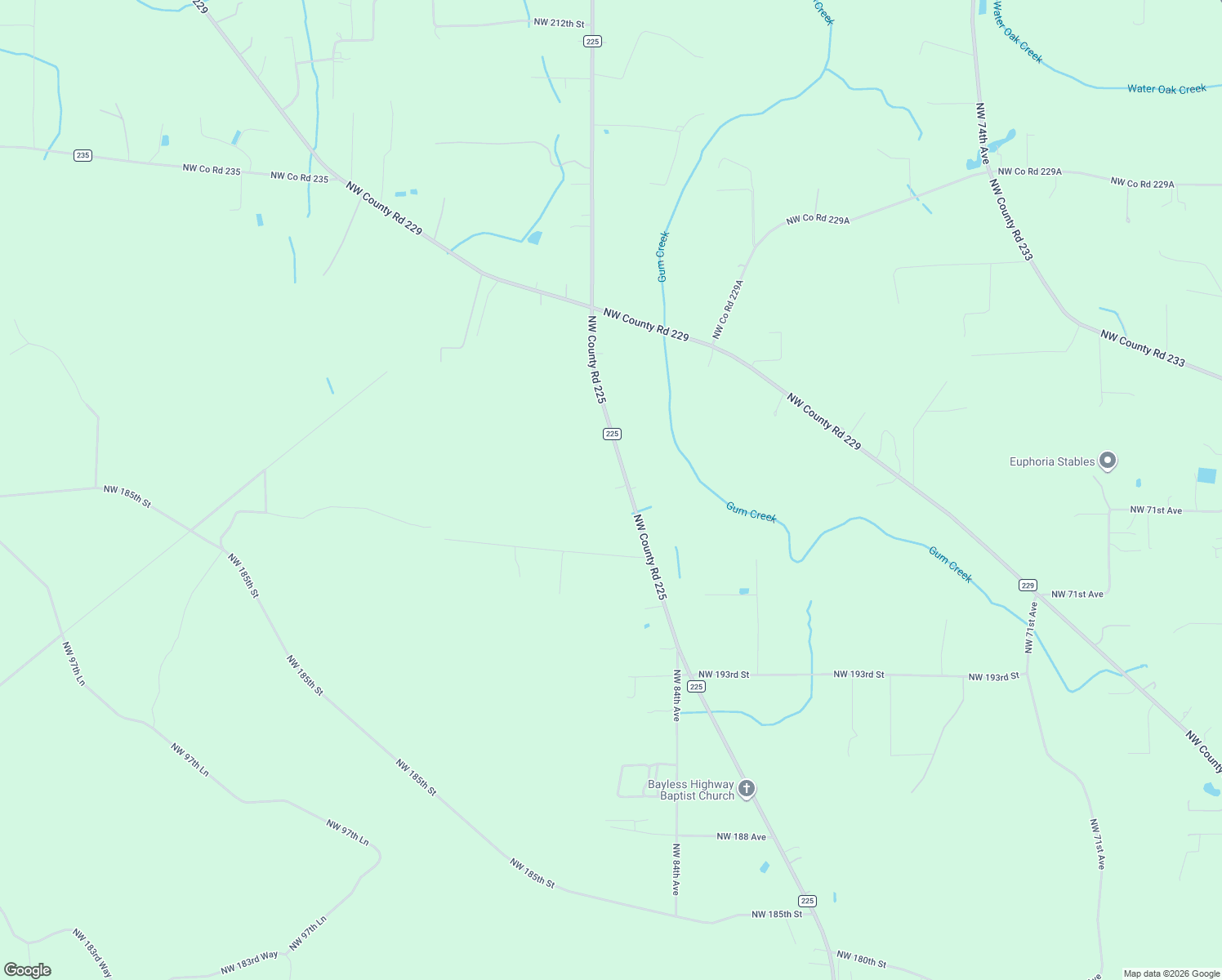 map of restaurants, bars, coffee shops, grocery stores, and more near 10769 Northwest Co Road 225 in Starke