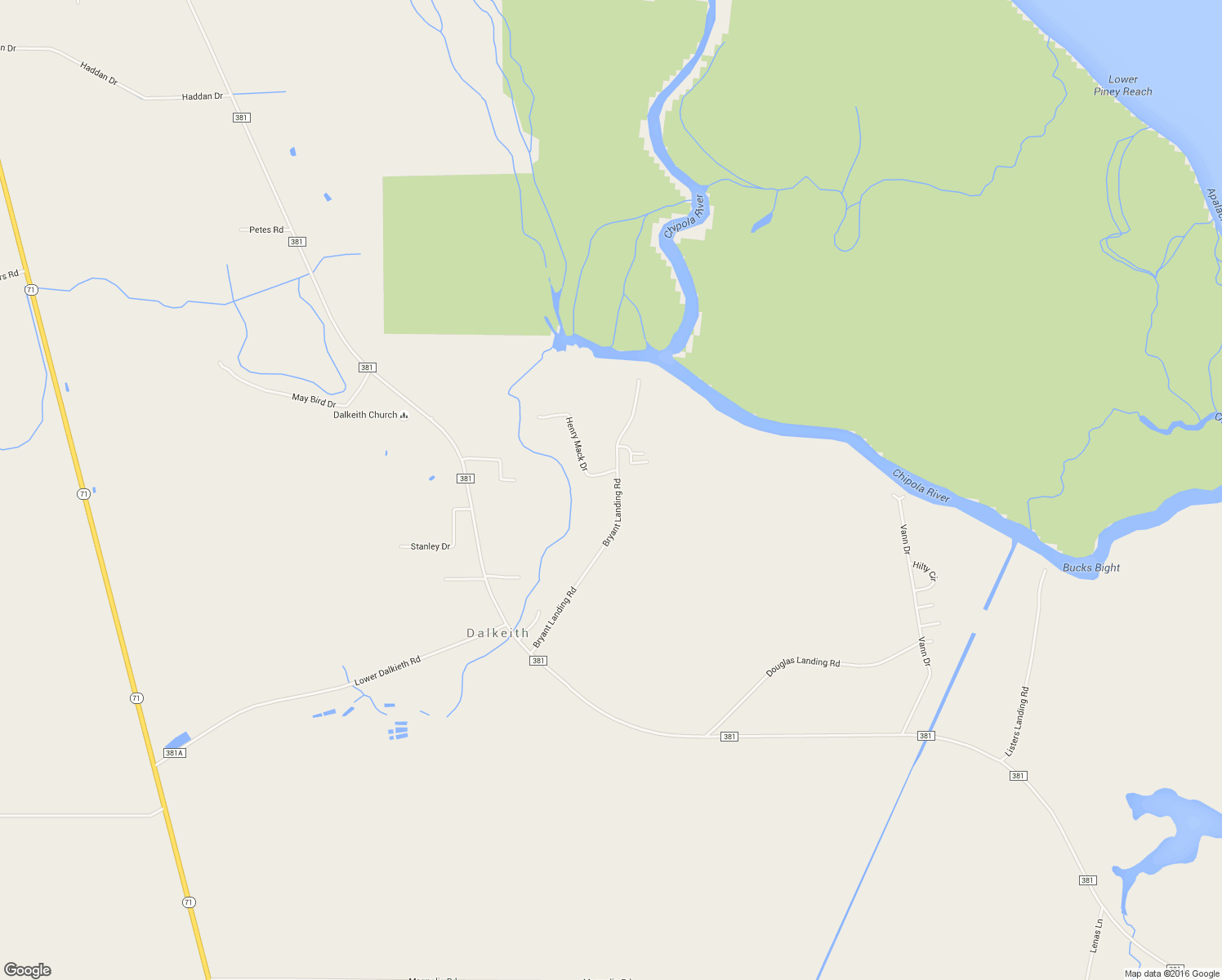 map of restaurants, bars, coffee shops, grocery stores, and more near 619 Bryant Landing Road in Wewahitchka