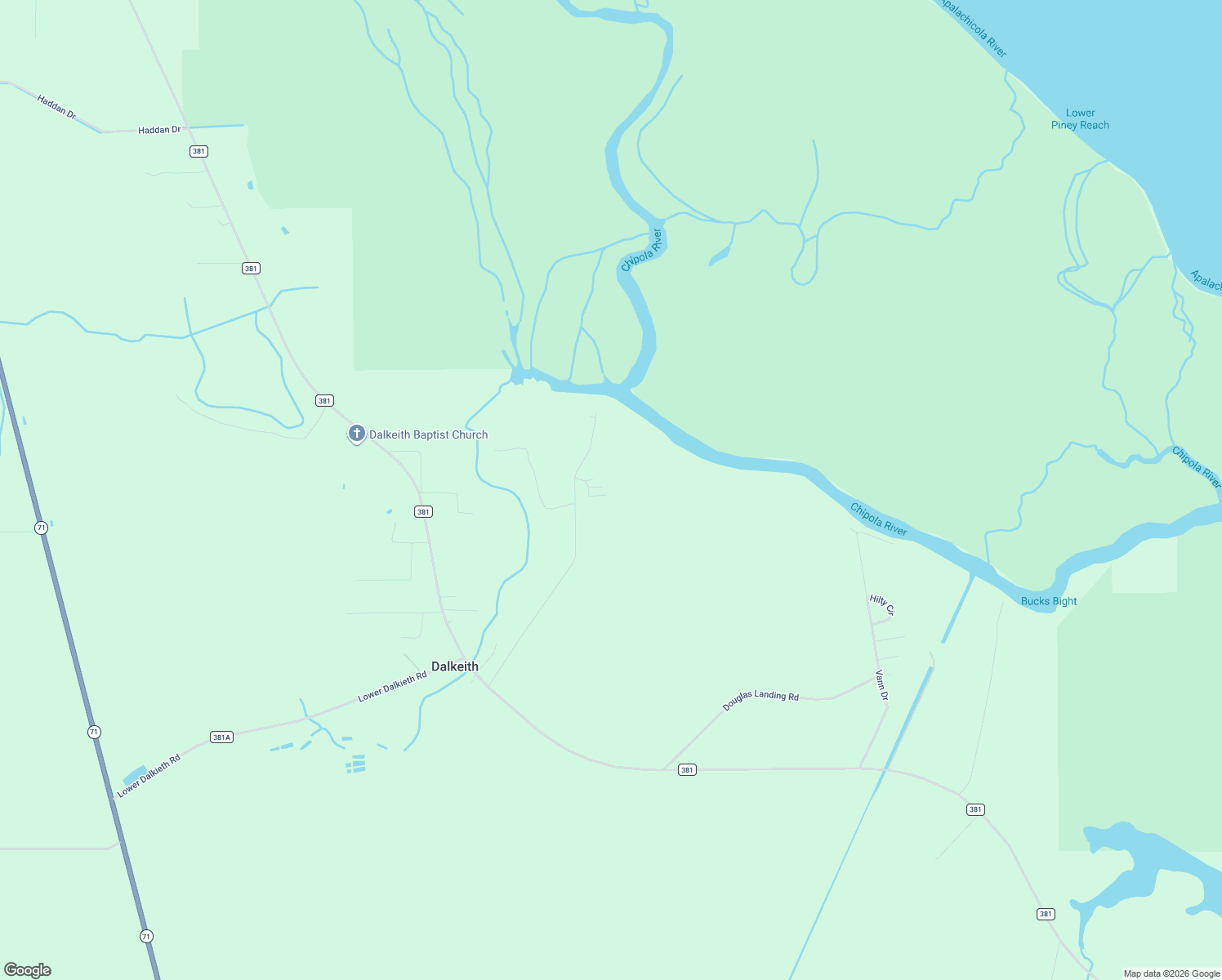 map of restaurants, bars, coffee shops, grocery stores, and more near 130 Ridgecrest Ln in Wewahitchka
