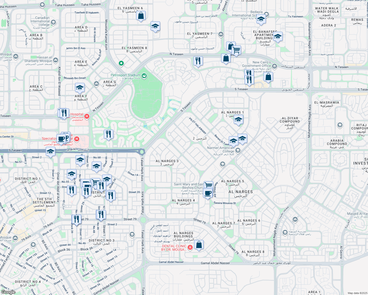 map of restaurants, bars, coffee shops, grocery stores, and more near in 