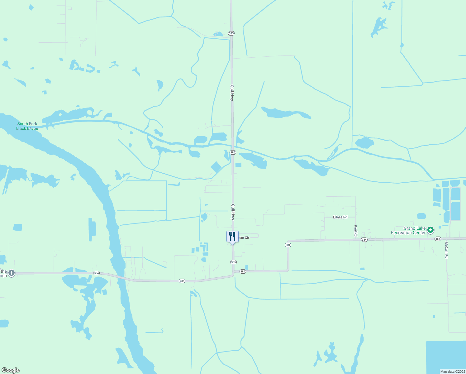 map of restaurants, bars, coffee shops, grocery stores, and more near 163 Mallard Ln in Lake Charles