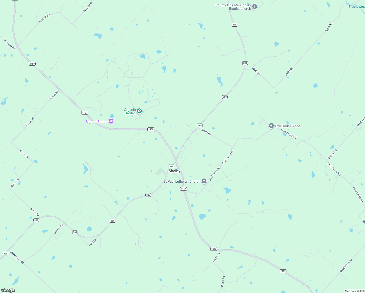 map of restaurants, bars, coffee shops, grocery stores, and more near 964 Farm to Market Road 389 in Round Top