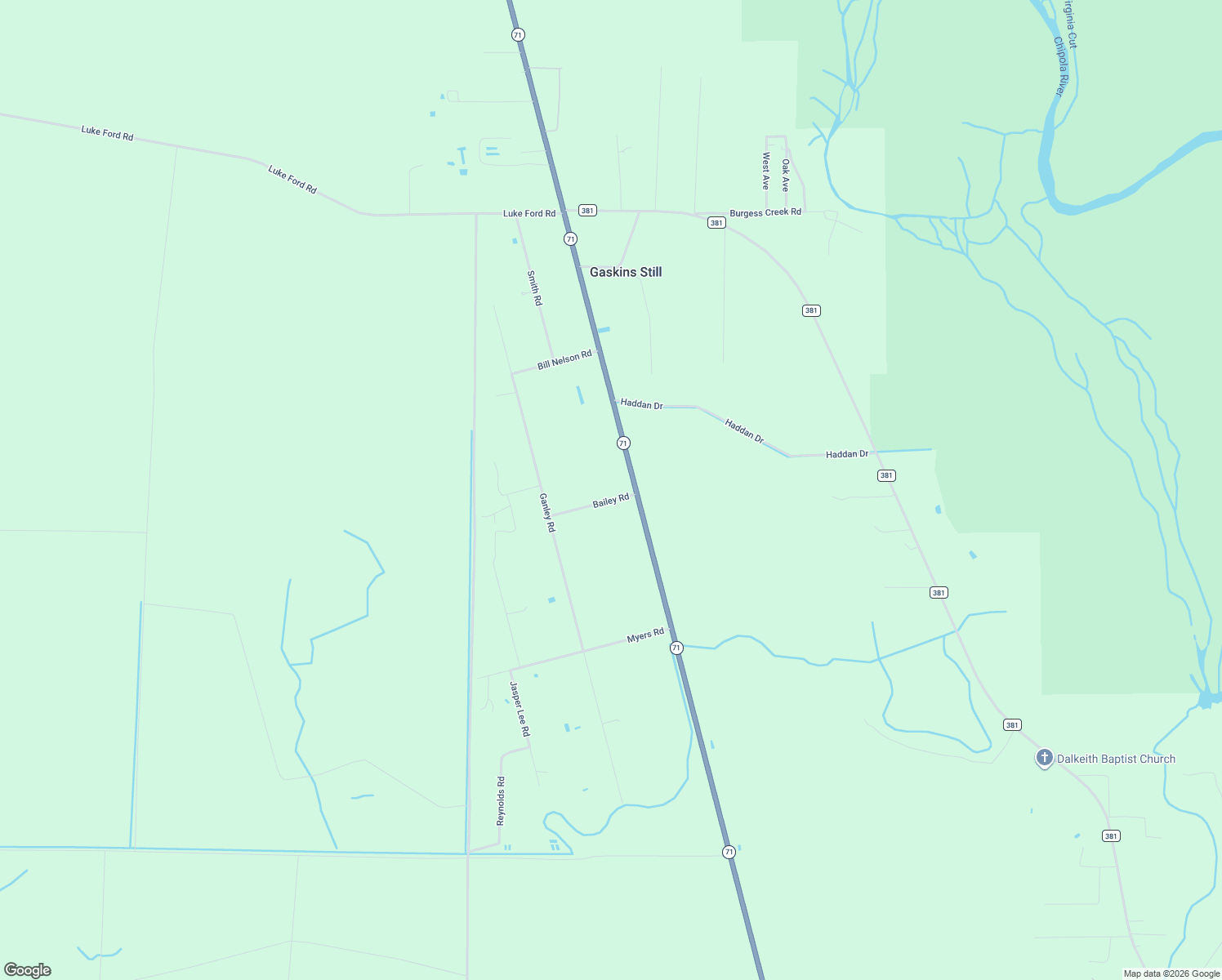 map of restaurants, bars, coffee shops, grocery stores, and more near 185 Bailey Road in Wewahitchka