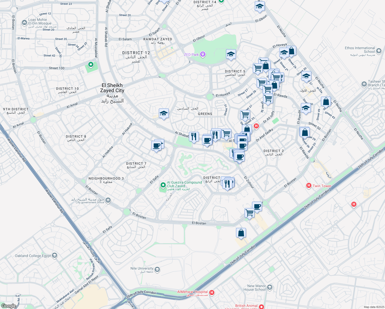map of restaurants, bars, coffee shops, grocery stores, and more near in 