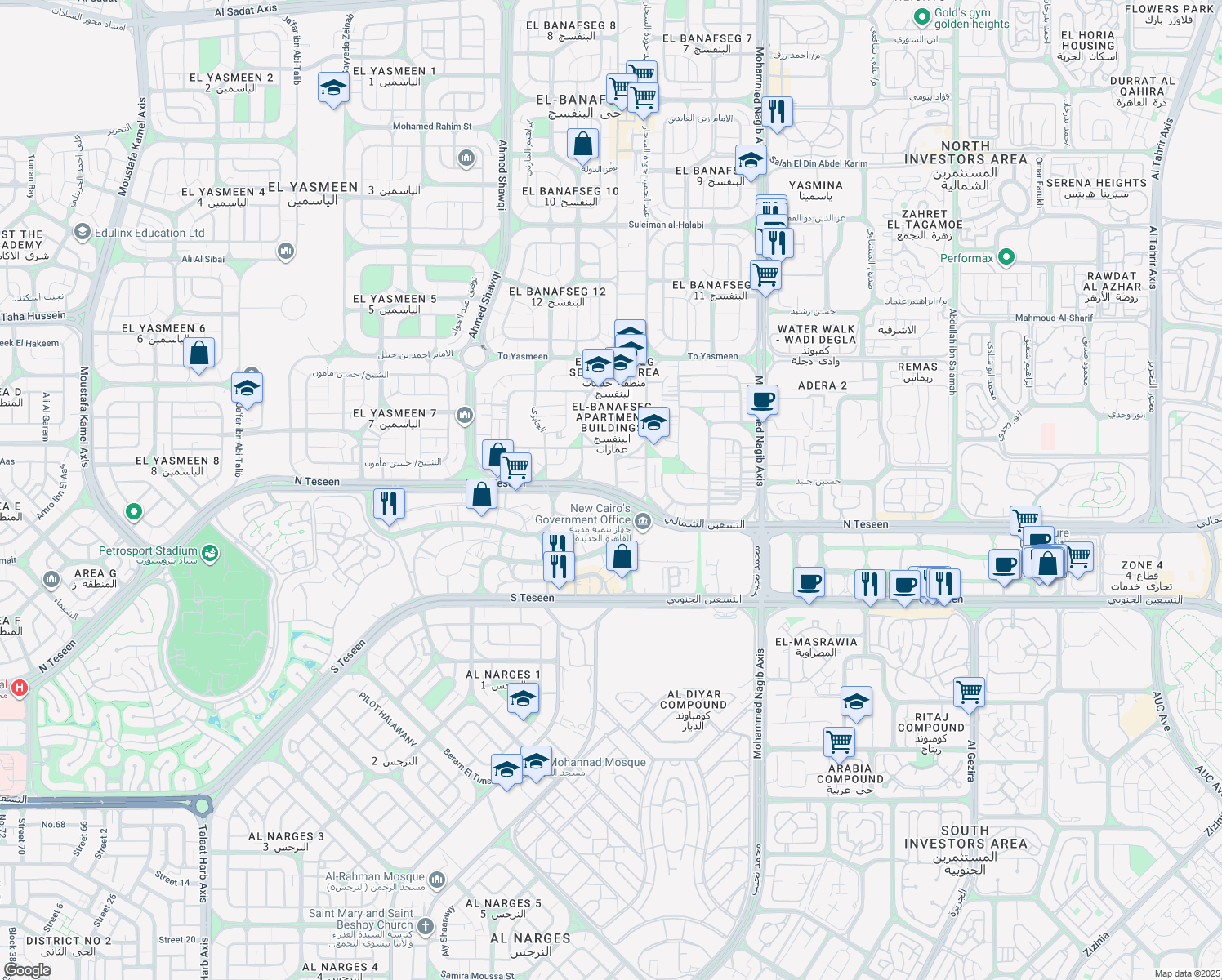map of restaurants, bars, coffee shops, grocery stores, and more near in 