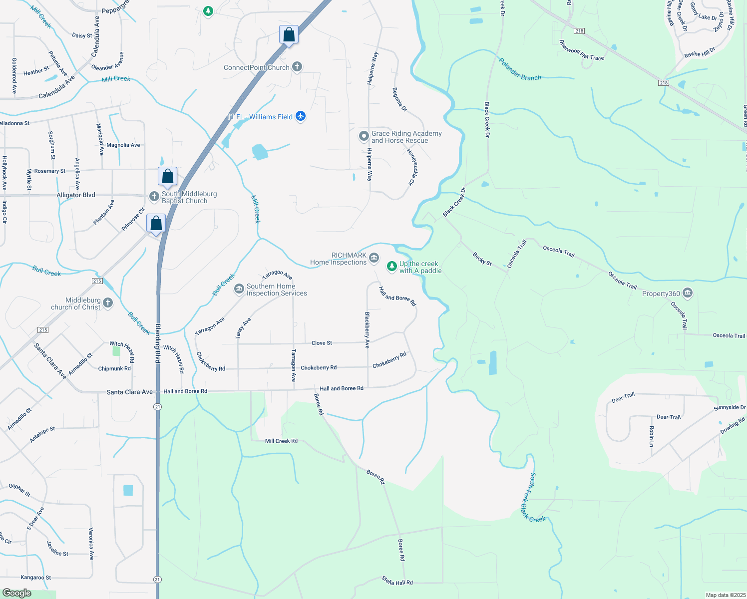 map of restaurants, bars, coffee shops, grocery stores, and more near 2809 Blackberry Avenue in Middleburg