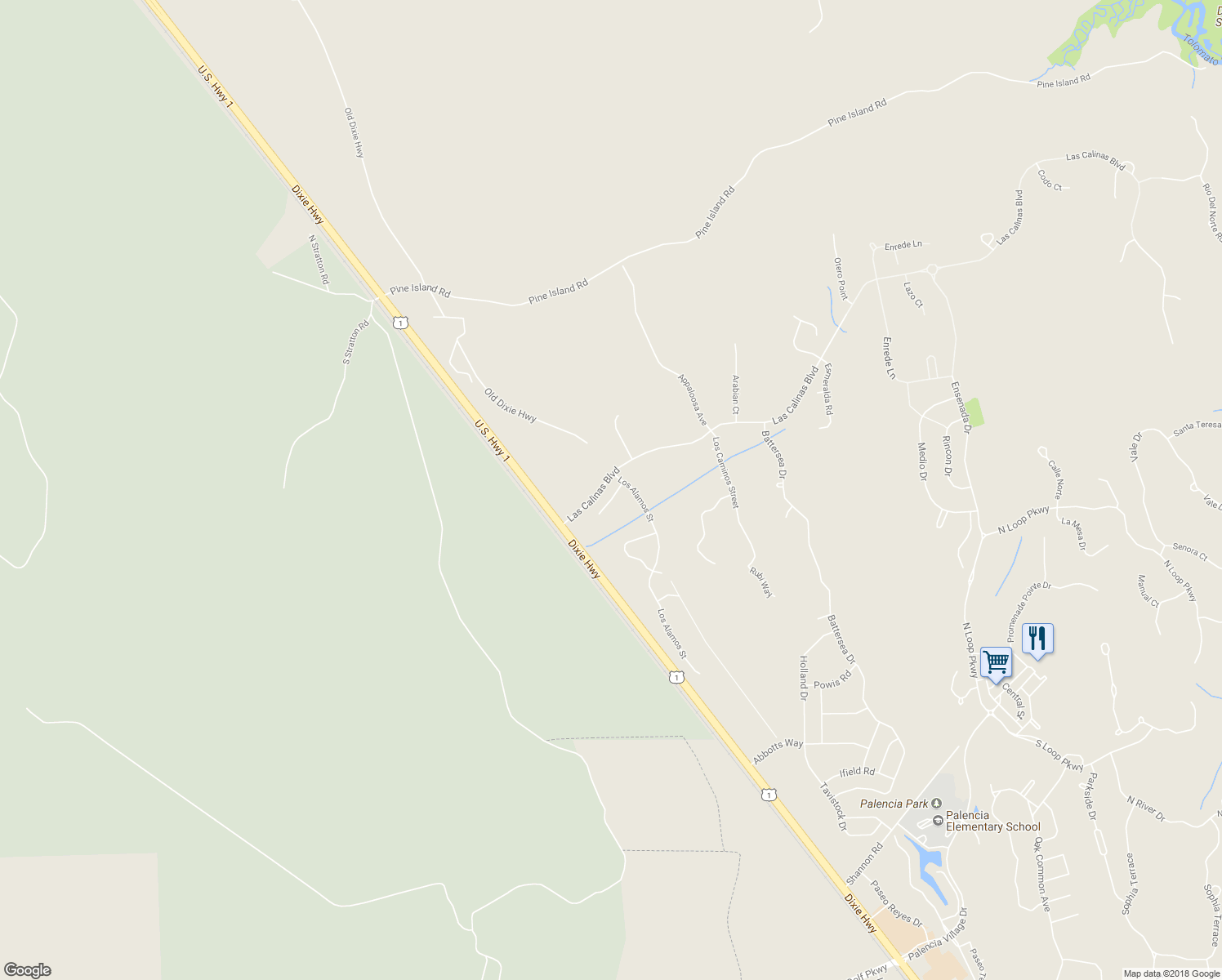 map of restaurants, bars, coffee shops, grocery stores, and more near 58 Riachuelo Lane in St. Augustine