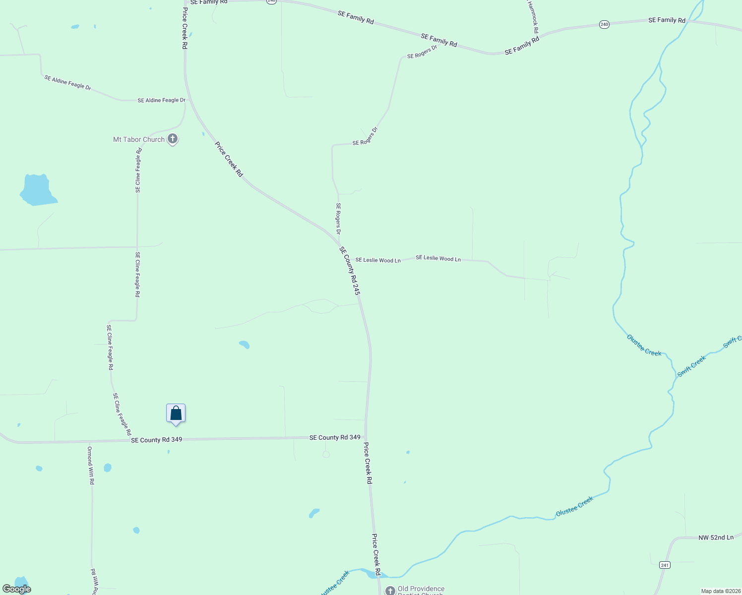 map of restaurants, bars, coffee shops, grocery stores, and more near 11461 Southeast County Road 245 in Lulu