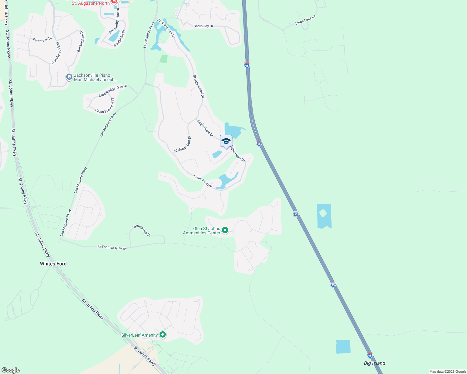 map of restaurants, bars, coffee shops, grocery stores, and more near 1016 Eagle Point Drive in St. Augustine
