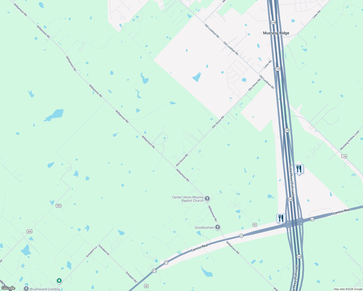 map of restaurants, bars, coffee shops, grocery stores, and more near 13414 Elm Grove Rd in Buda