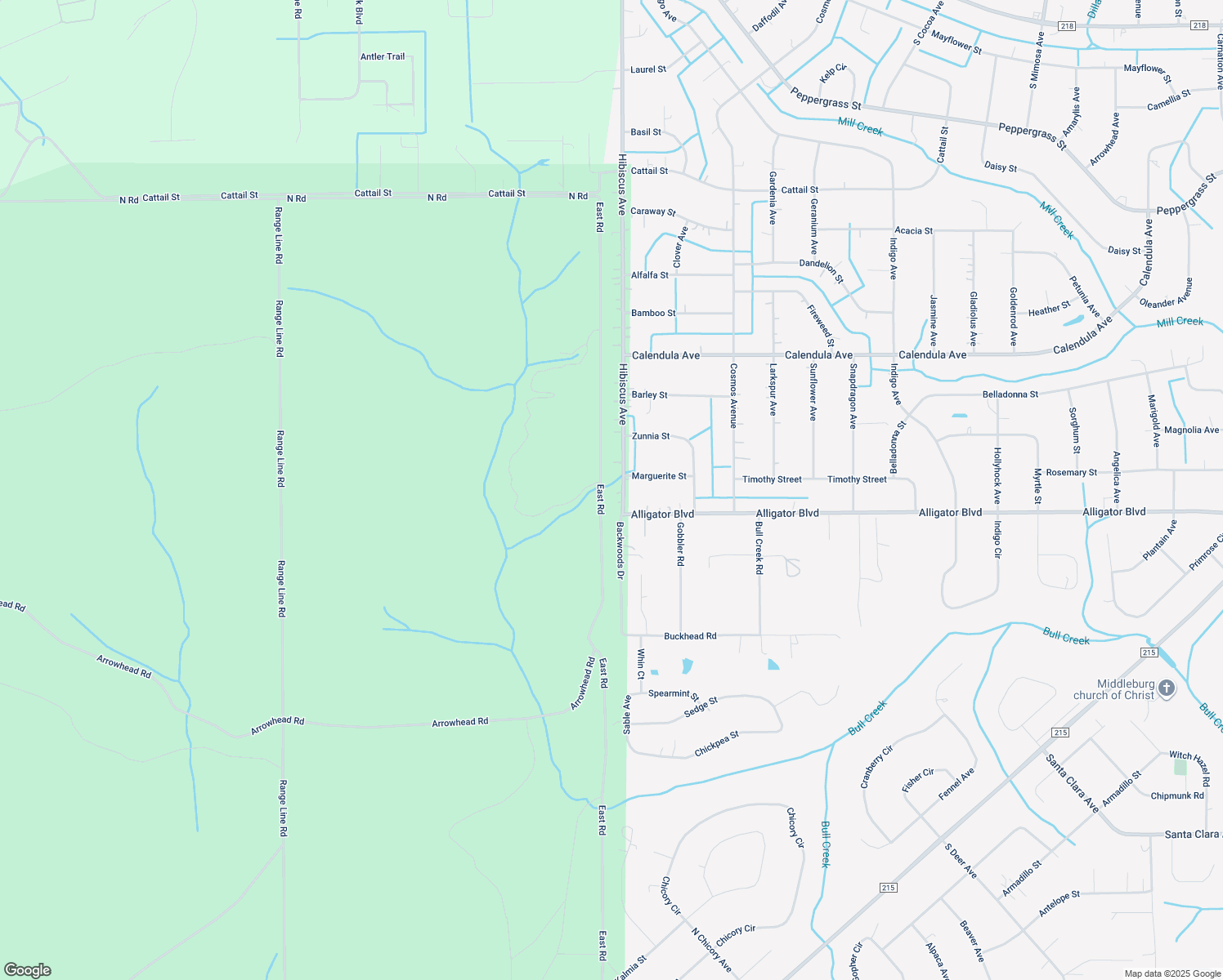 map of restaurants, bars, coffee shops, grocery stores, and more near 2570 Hibiscus Avenue in Middleburg