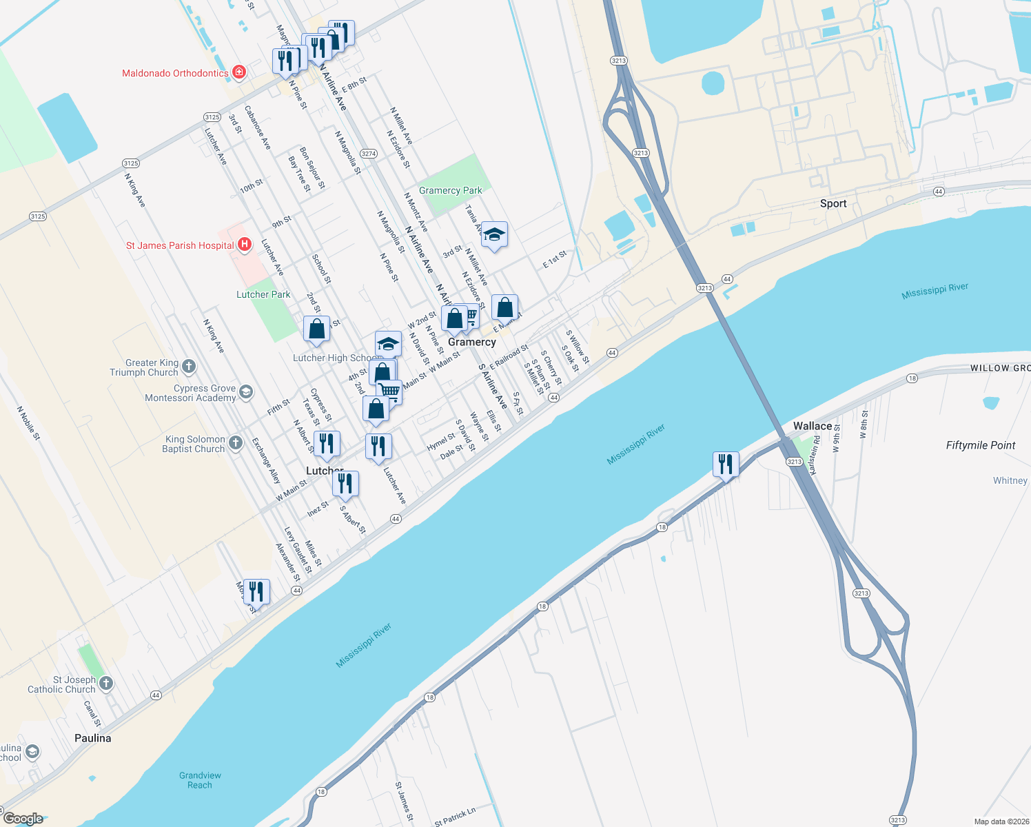map of restaurants, bars, coffee shops, grocery stores, and more near 292 South Mulberry Street in Gramercy