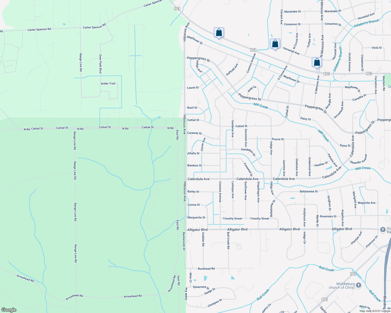 map of restaurants, bars, coffee shops, grocery stores, and more near 4949 Alfalfa Street in Middleburg