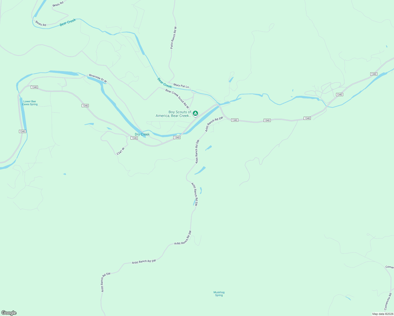 map of restaurants, bars, coffee shops, grocery stores, and more near Arlitt Ranch Road Southwest in Hunt