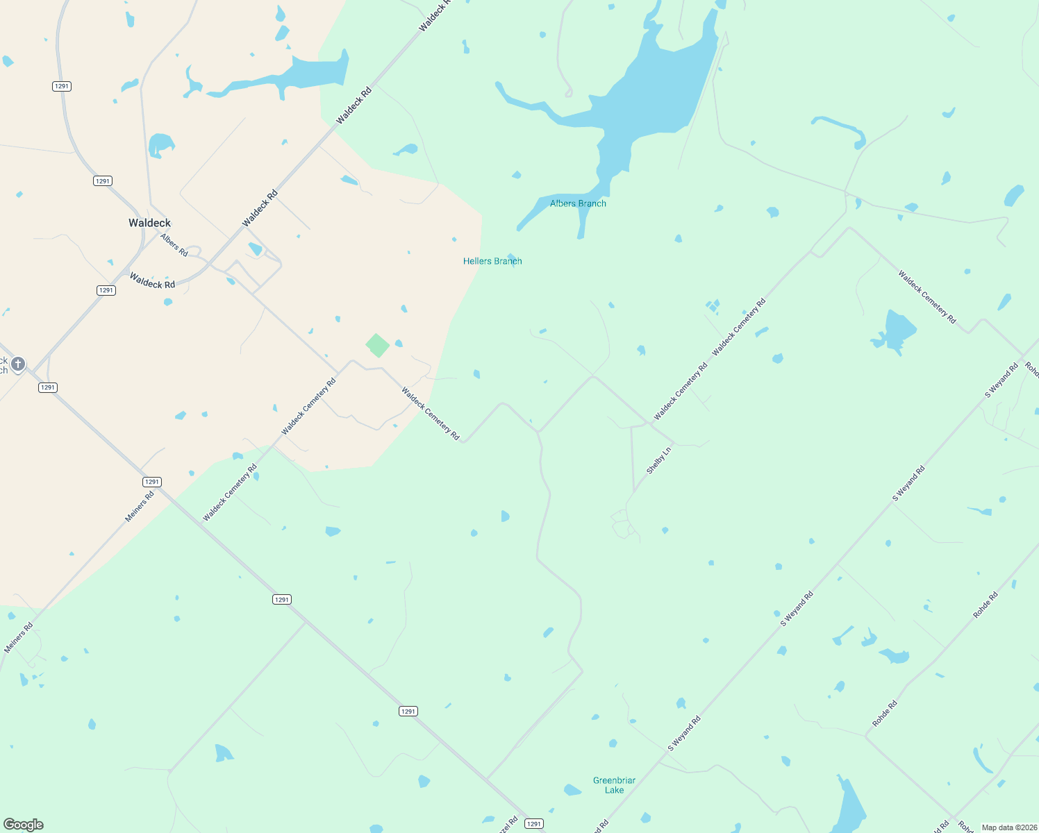 map of restaurants, bars, coffee shops, grocery stores, and more near 6400 Waldeck Cemetery Rd in Round Top