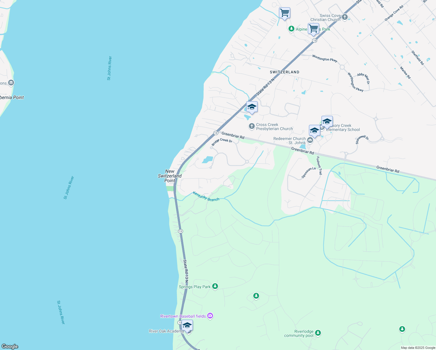 map of restaurants, bars, coffee shops, grocery stores, and more near 268 North Bartram Trail in Jacksonville