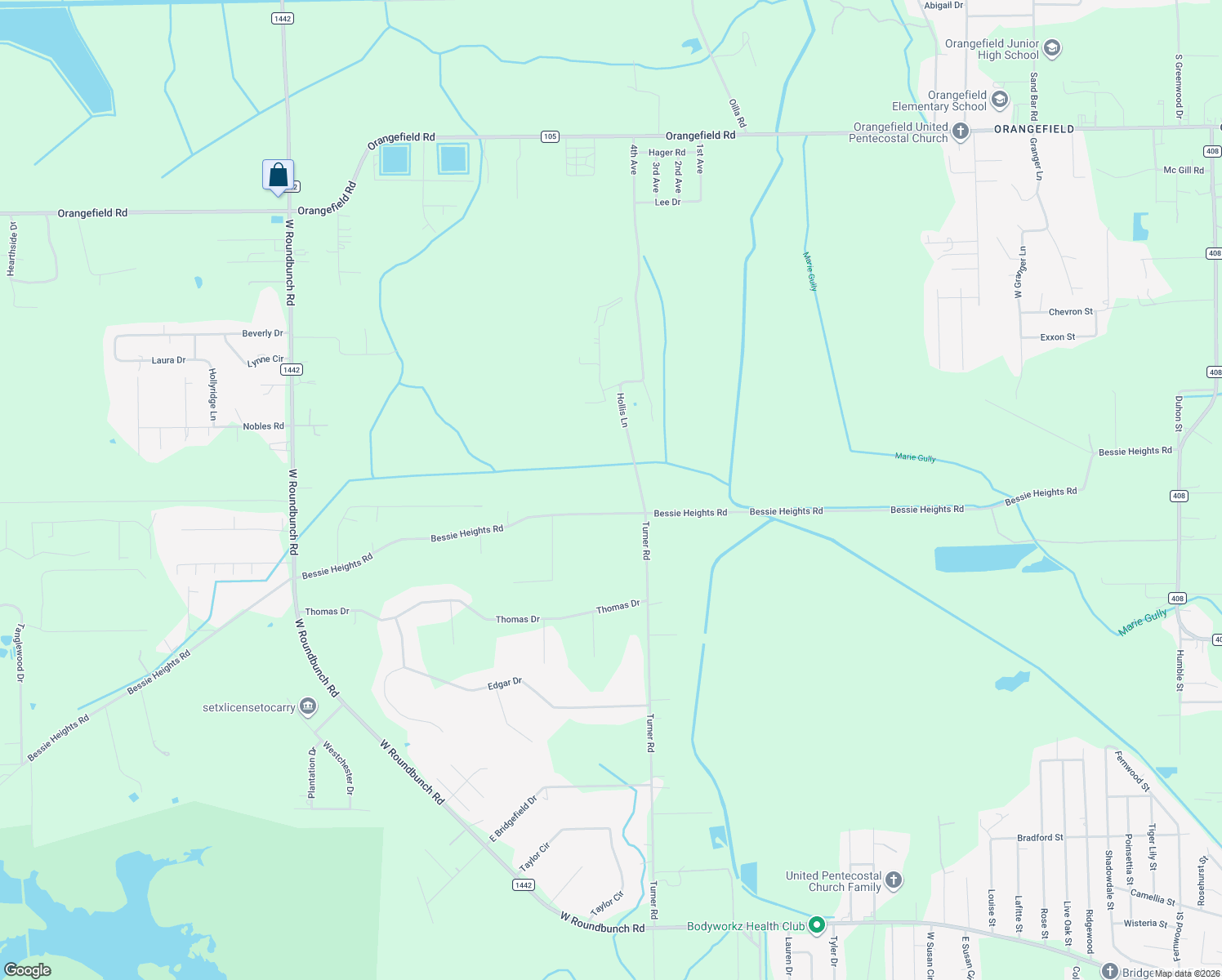 map of restaurants, bars, coffee shops, grocery stores, and more near 8480 Bessie Heights Road in Orange