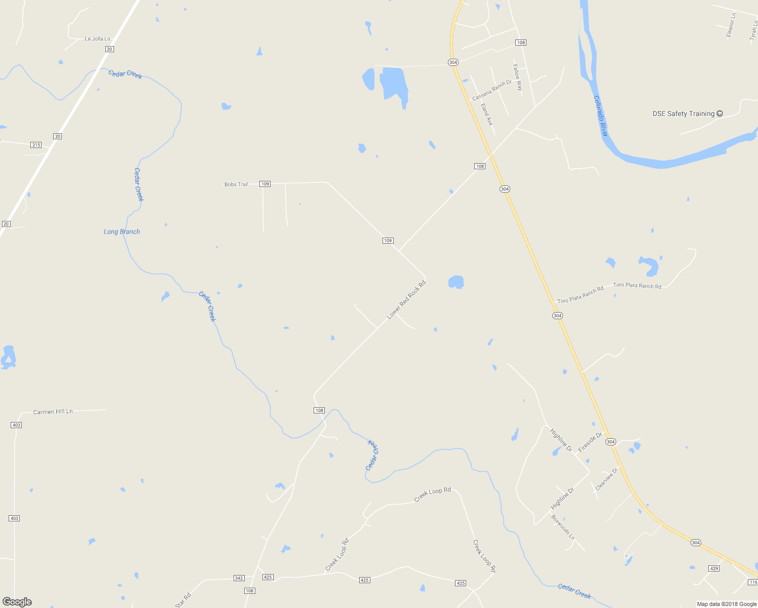 map of restaurants, bars, coffee shops, grocery stores, and more near 322 Lower Red Rock Road in Bastrop