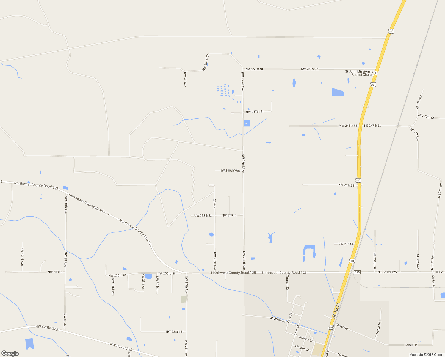 map of restaurants, bars, coffee shops, grocery stores, and more near 2353 Northwest 240th Way in Lawtey