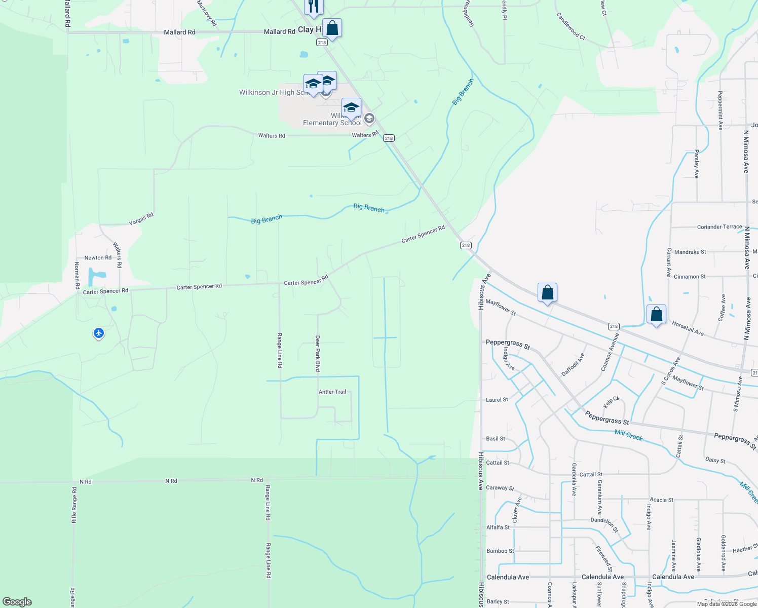 map of restaurants, bars, coffee shops, grocery stores, and more near 2425 Silver Moss Circle in Middleburg