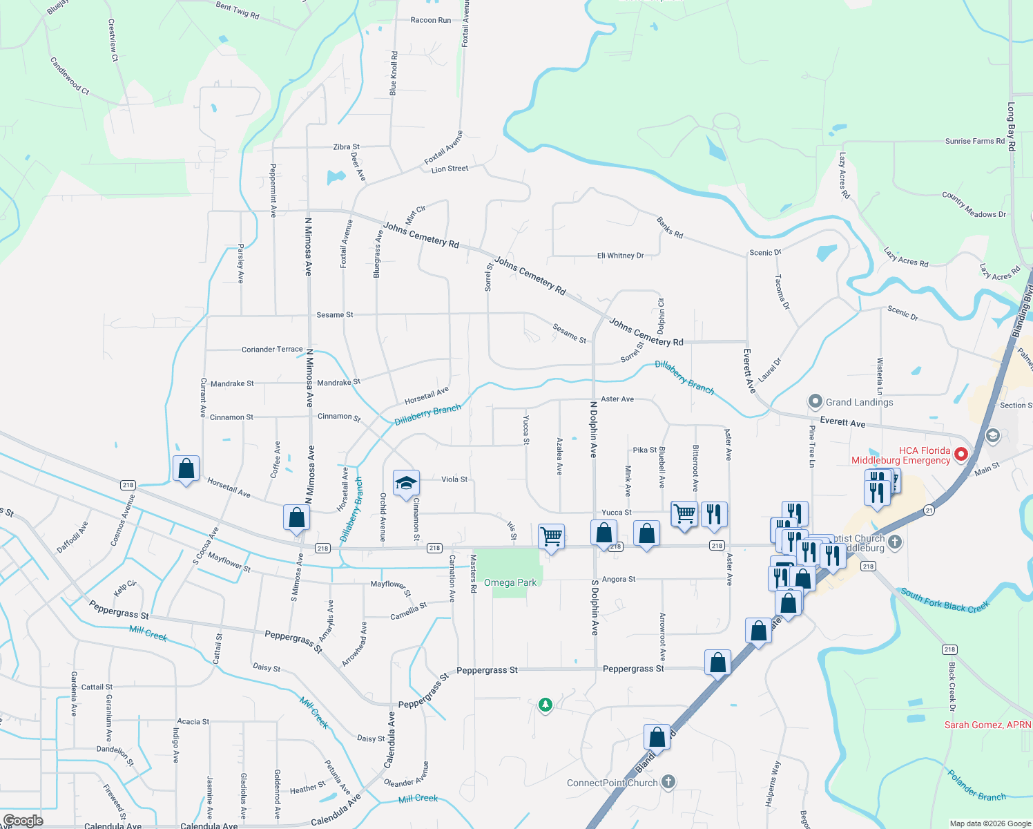 map of restaurants, bars, coffee shops, grocery stores, and more near 267 Aster Avenue in Middleburg