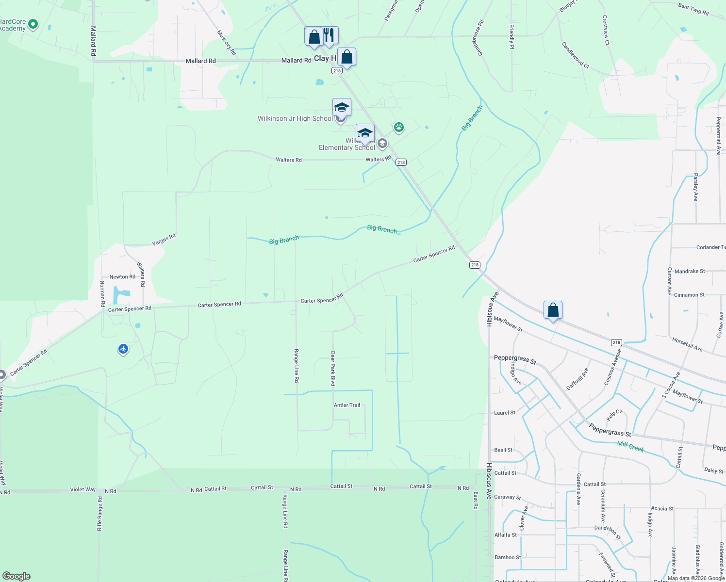 map of restaurants, bars, coffee shops, grocery stores, and more near 5165 Carter Spencer Road in Middleburg