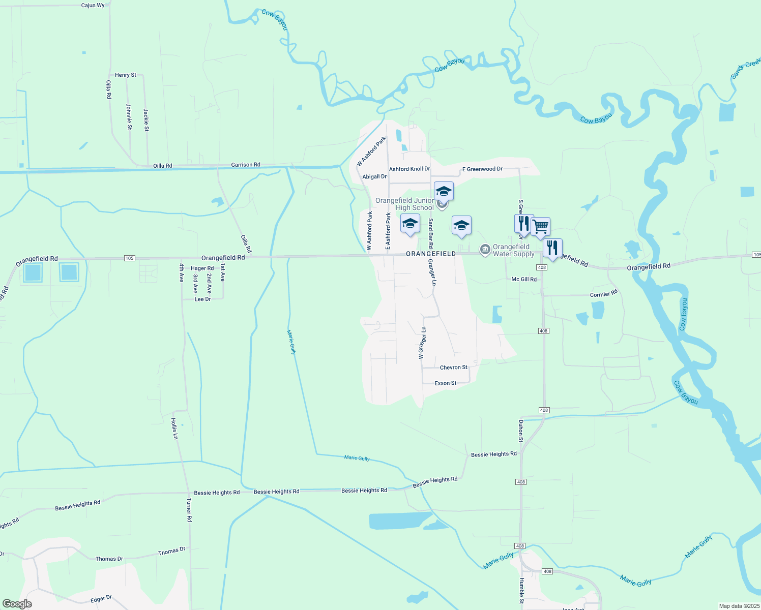 map of restaurants, bars, coffee shops, grocery stores, and more near 3770 Windy Ln in Orange