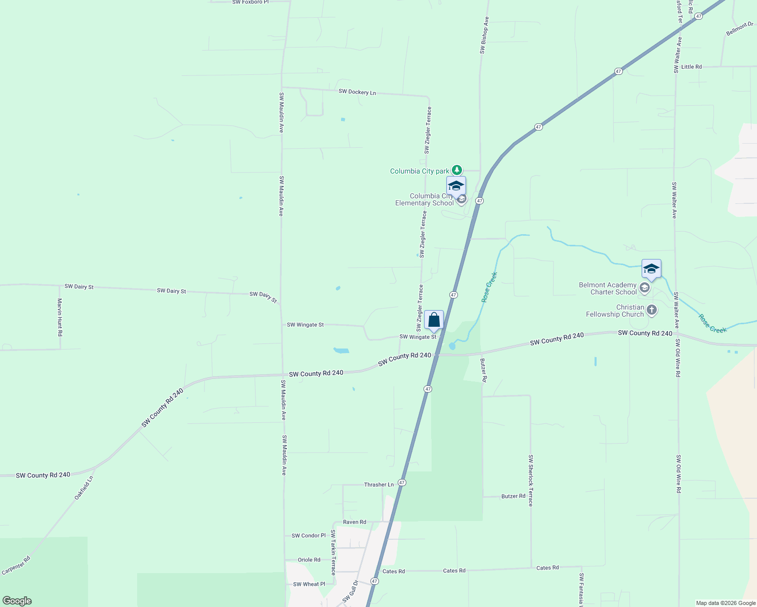 map of restaurants, bars, coffee shops, grocery stores, and more near 241 Southwest Eternal Court in Lake City