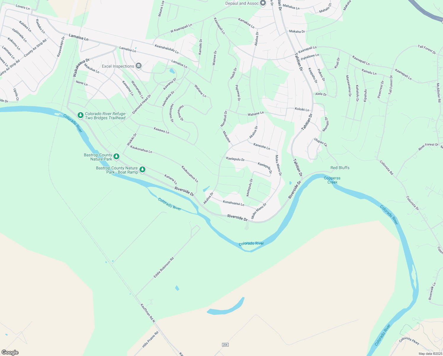 map of restaurants, bars, coffee shops, grocery stores, and more near 192 Wailupe Circle in Bastrop