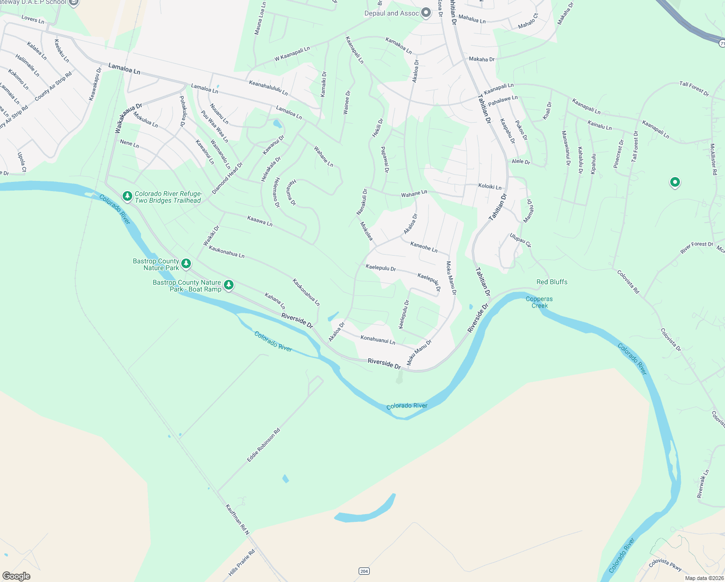 map of restaurants, bars, coffee shops, grocery stores, and more near 189 Wailupe Circle in Bastrop