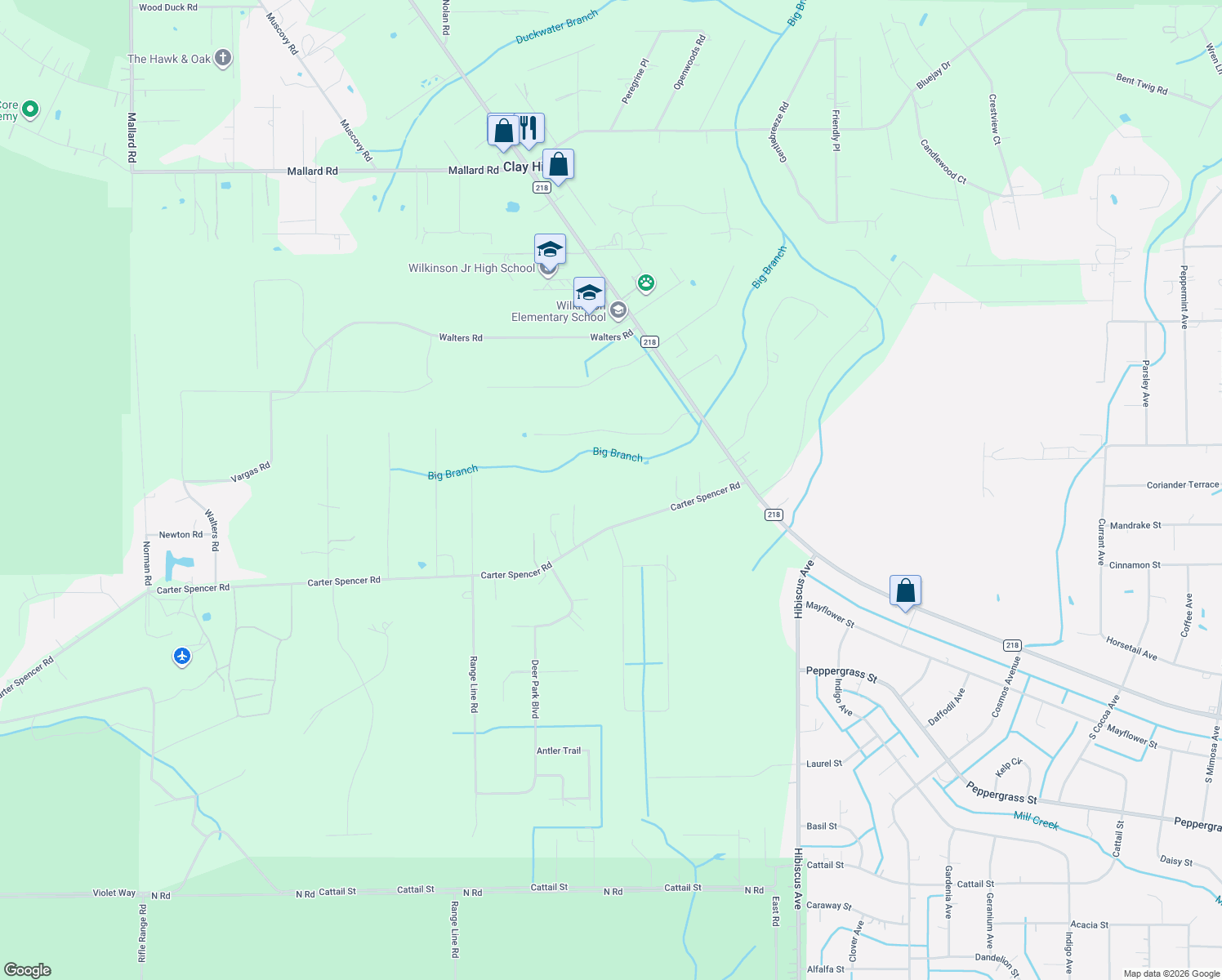 map of restaurants, bars, coffee shops, grocery stores, and more near 5136 Carter Spencer Road in Middleburg
