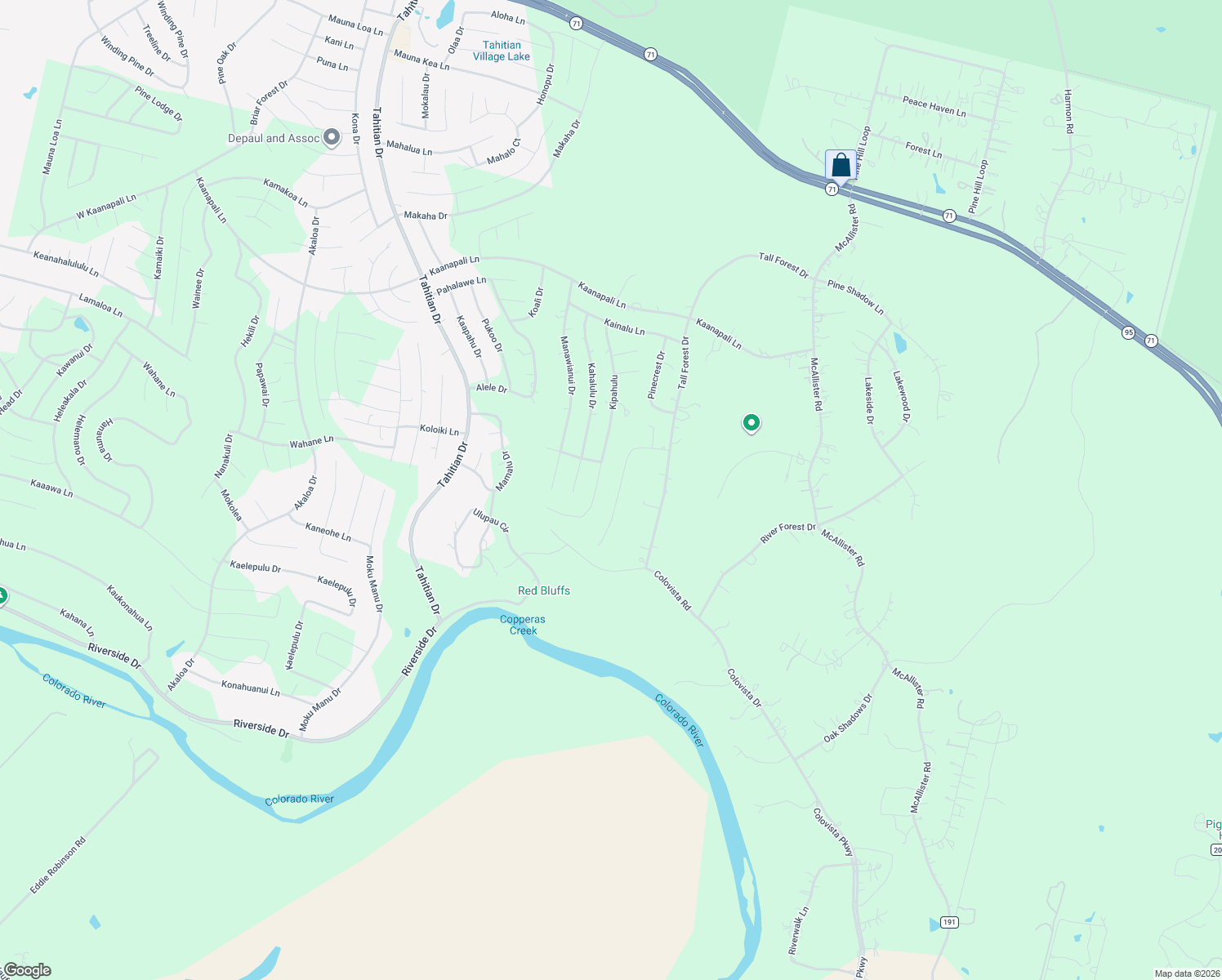 map of restaurants, bars, coffee shops, grocery stores, and more near 209 Kipahulu in Bastrop