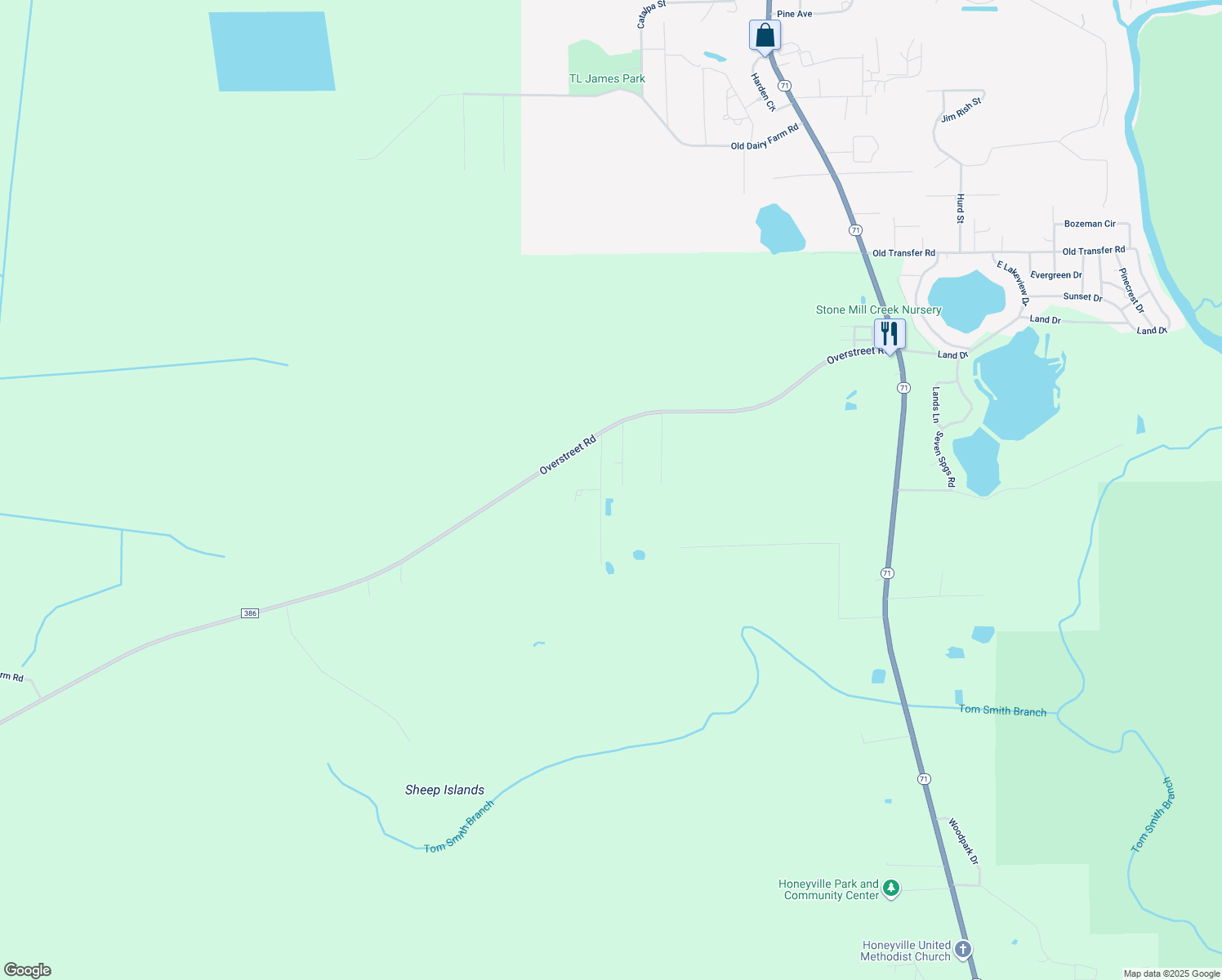 map of restaurants, bars, coffee shops, grocery stores, and more near 291 James Pitts Dr in Wewahitchka