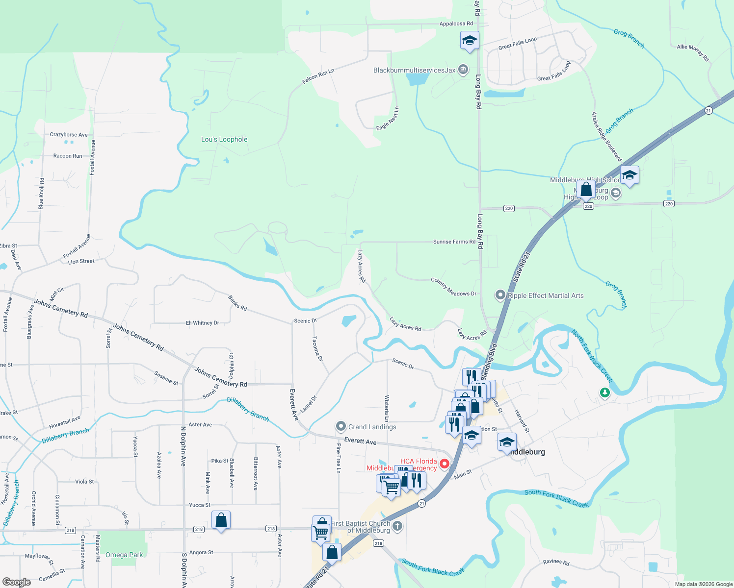 map of restaurants, bars, coffee shops, grocery stores, and more near 4109 Lazy Acres Road in Middleburg