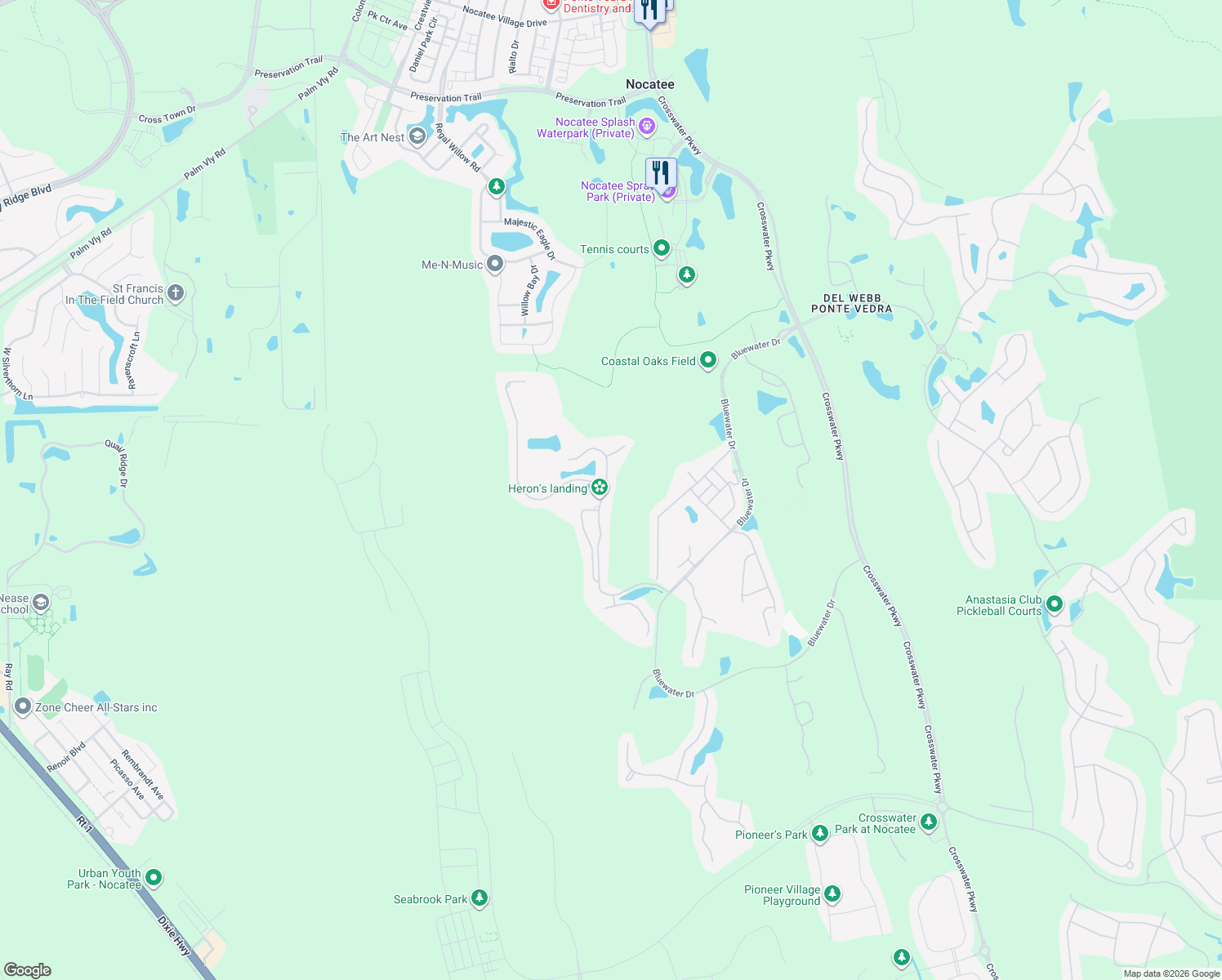 map of restaurants, bars, coffee shops, grocery stores, and more near 562 Port Charlotte Drive in Ponte Vedra Beach