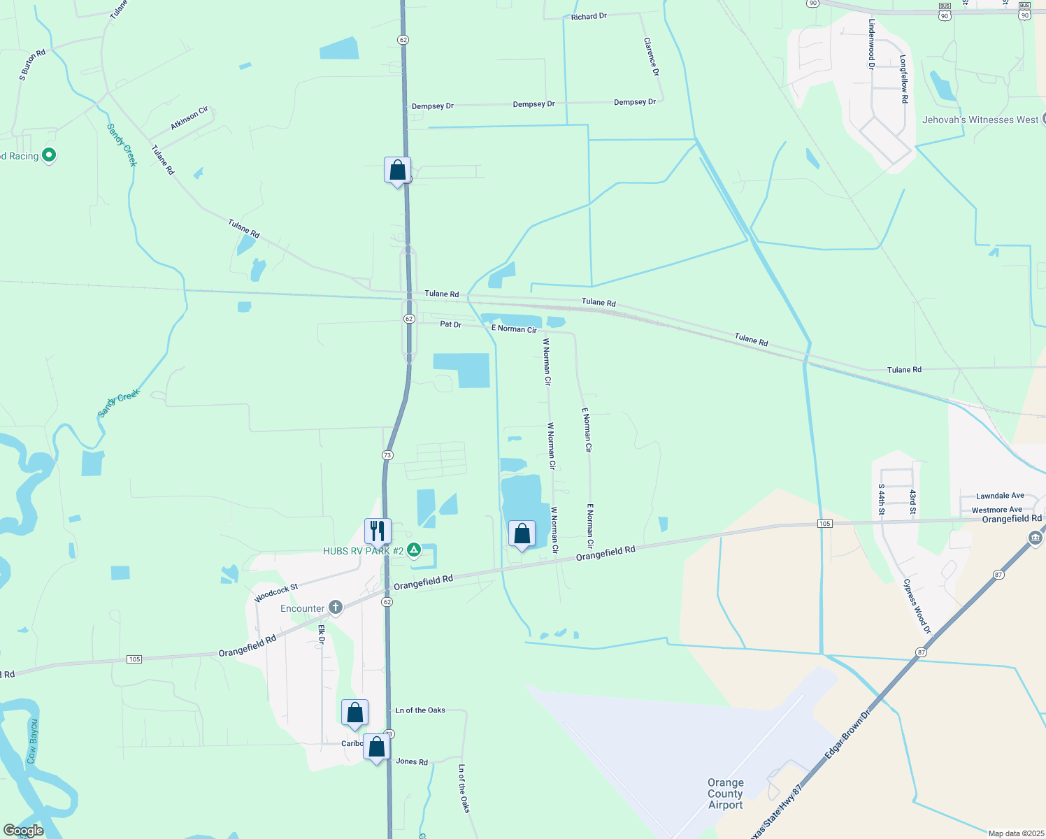 map of restaurants, bars, coffee shops, grocery stores, and more near 2368 W Norman Cir in Orange