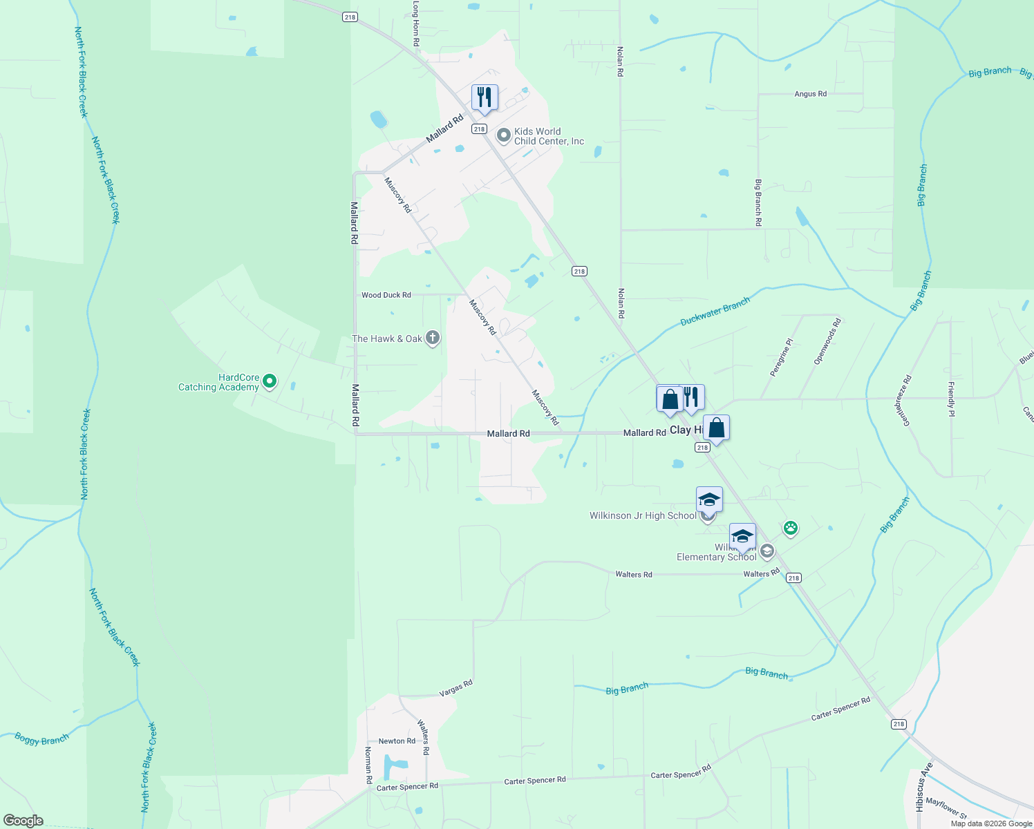 map of restaurants, bars, coffee shops, grocery stores, and more near 2162 Mallard Road in Middleburg