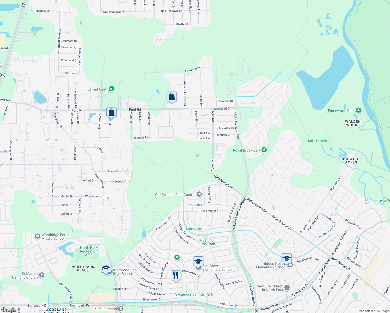 map of restaurants, bars, coffee shops, grocery stores, and more near 24792 Ford Road in Porter