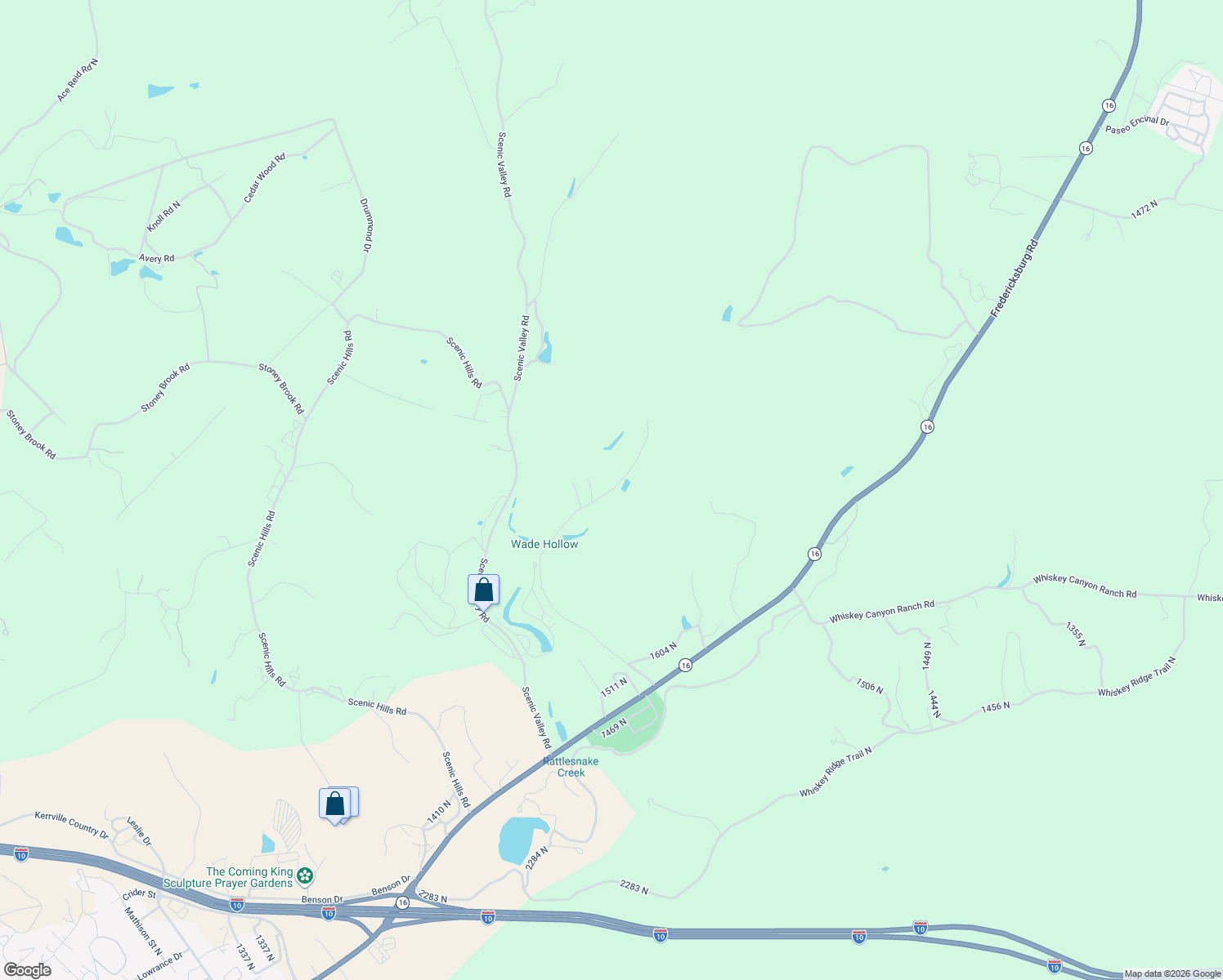 map of restaurants, bars, coffee shops, grocery stores, and more near 1572 North in Kerrville