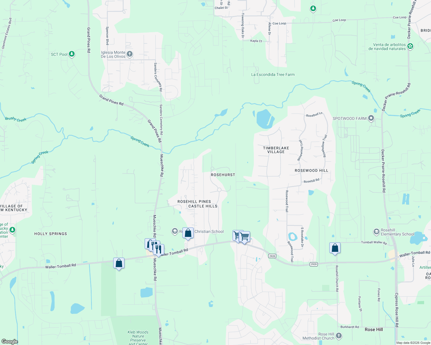 map of restaurants, bars, coffee shops, grocery stores, and more near 19333 Chateau Ridge Ct in Tomball