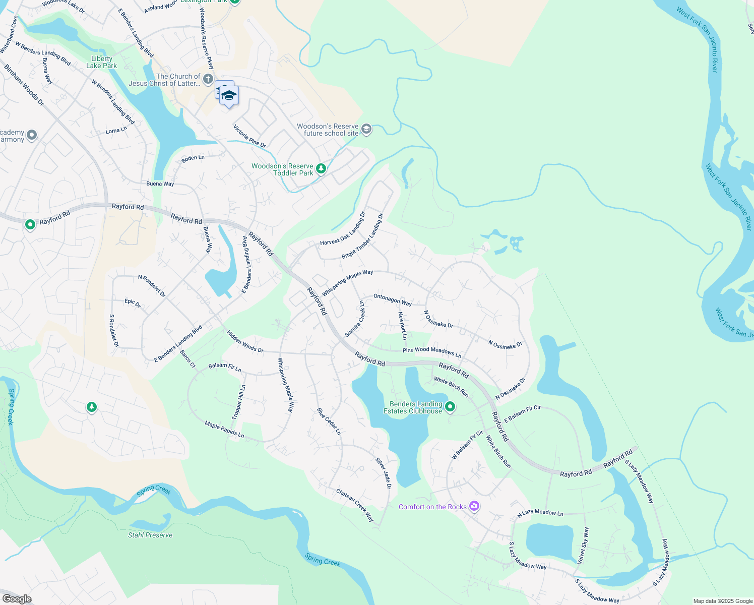 map of restaurants, bars, coffee shops, grocery stores, and more near 4914 Ontonagon Way in Spring