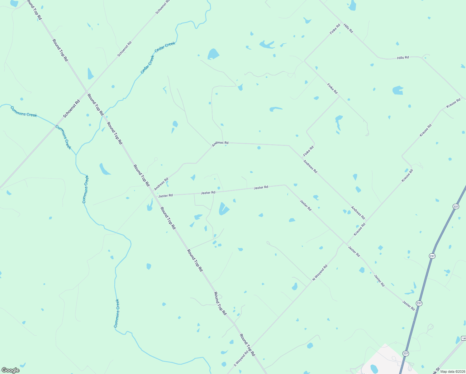 map of restaurants, bars, coffee shops, grocery stores, and more near 2109 Jaster Road in Round Top